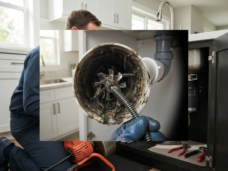 Plumber Lincoln Park technician using professional equipment to clear a drain in a Chicago home