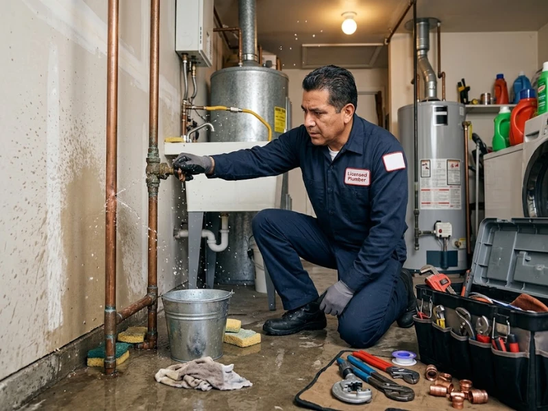 Licensed plumber repairing pipework inside an older Lincoln Park, Chicago home