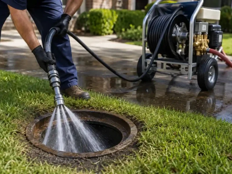 Hydro jetting a drain